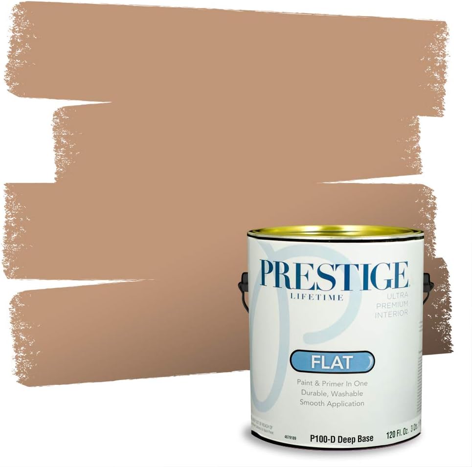 PRESTIGE Exterior Paint and Primer in One, Aberdeen Tan, Flat, 1 Gallon