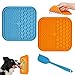 2 Pièces Tapis de Lèche Chien Tapis de Léchage en Silicone avec Spatule Animaux Tapis Léchage Alimentation Pour Bain Toilettage