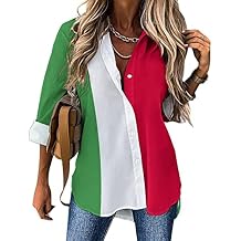 TAIZIYEAH Womens Summer Shirts Italian Flag Irregular Hem Shirt Summer Funny Short Sleeve Tops L
