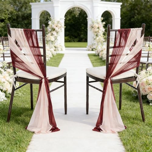 Cortinas románticas para silla en velo Premium para banquetes y galas de gala 6
