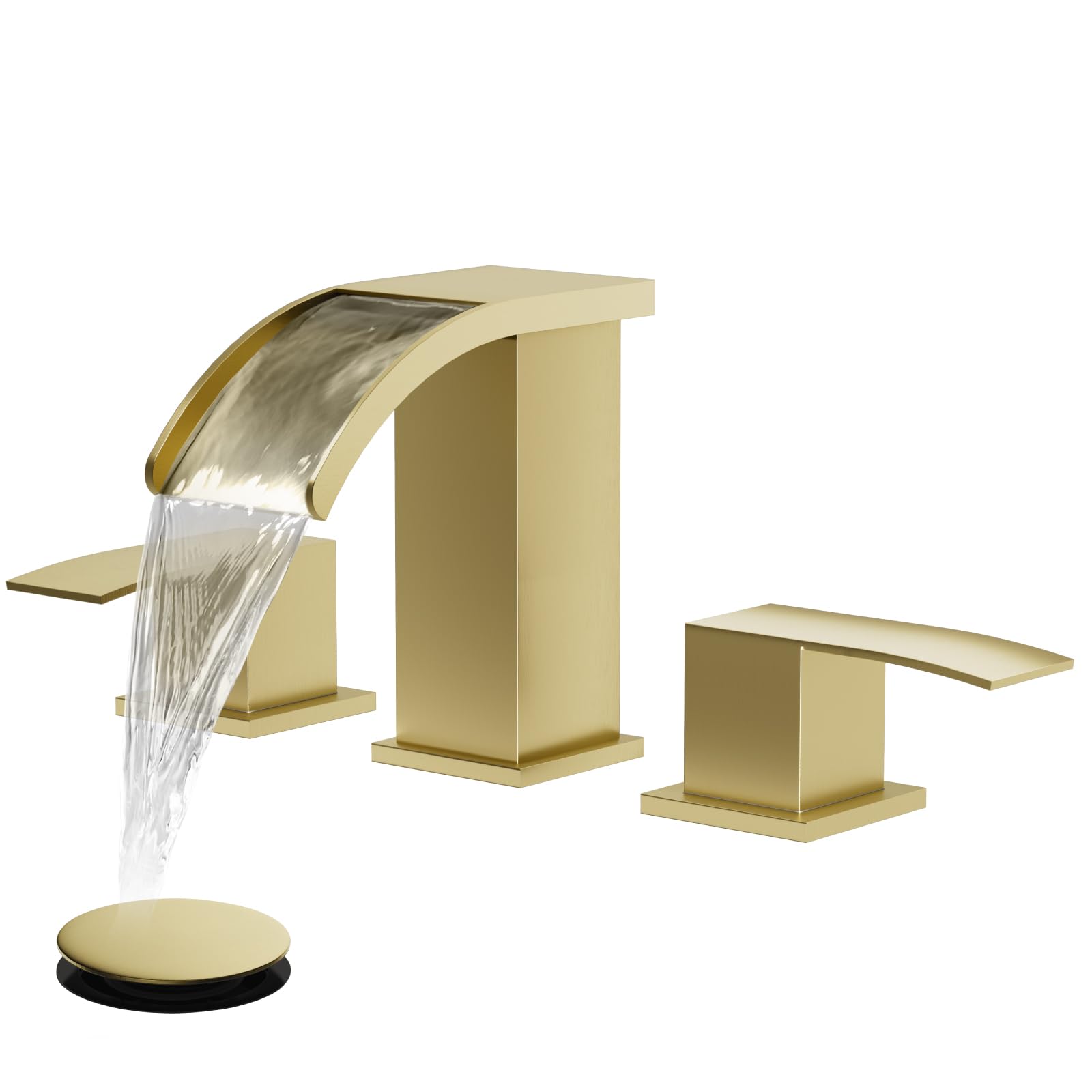 gotonovo Waterfall Widespread Brushed Gold Faucet