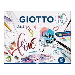 GIOTTO - Art Lab: Fancy Lettering - Kit Creativo per Scrittura - 1 Blocco Canson per Lettering + 10 Pennarelli a Pennello Turbo Brush + 12 Acquerelli Giotto Mini + 1 Giotto Happy Gomma