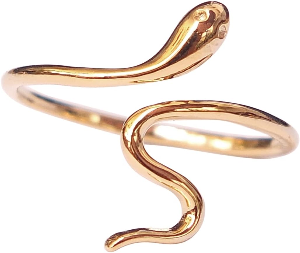 Handmade Gold Snake Wrap Adjustable Toe Ring, Gold Plated over Sterling Silver, Cute Animal Dainty Open Toe, Pinky or Knuckle Rings for Women, Beach Foot Jewelry