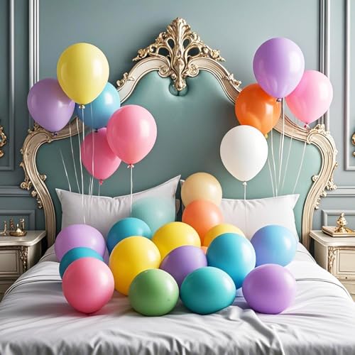 Image of Thickened Balloons 100Pcs Birthday Balloons Assorted Colors 12 Inch Colorful Rainbow Balloon Party Latex Balloon