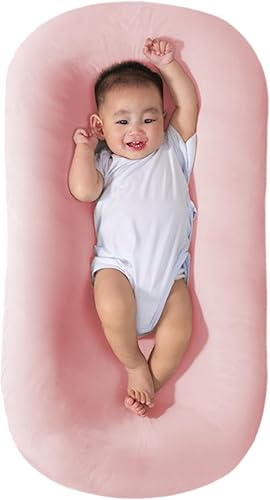 Tumbona para bebé, tumbona para recién nacido, suave, transpirable, lavable, tumbona infantil para el hogar del bebé y viajes (rosa)