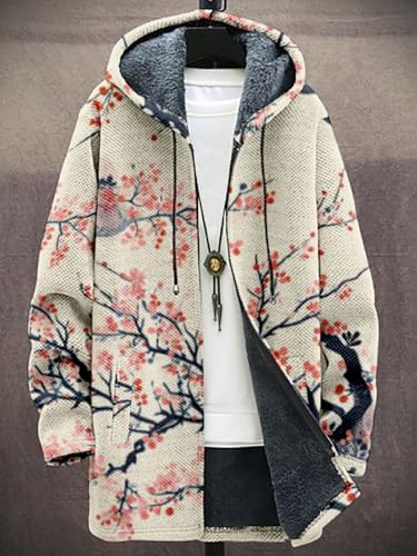 Mens Long Cardigan Hoodies Flece Jackets Full Zip Vintage Lined Sweaters Knitted Men Hooded Coat with Pocket2