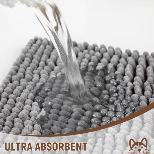 Image of Absorbent Dog Door Mat for Muddy Paws, 6' x 4' Non Slip Chenille Mat