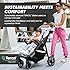 Baby Jogger City Mini Air Lightweight Stroller, Compact Baby Stroller with All-Terrain Wheel Suspension Adjustable Seat with Calf Support Compact Fold, Frosted Ivory