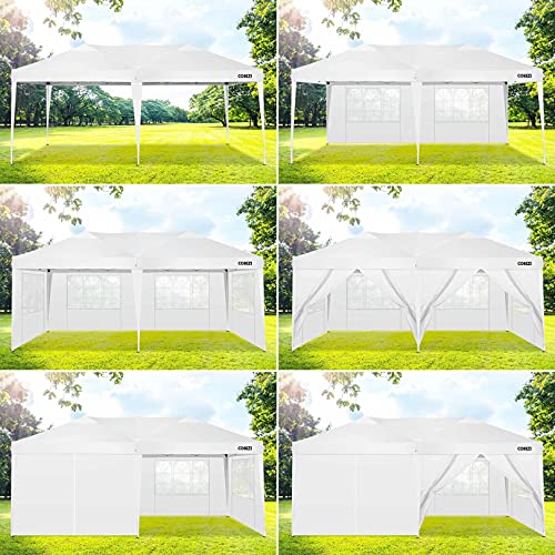 Image of COBIZI 10x20 Pop Up Canopy Tent with Sidewall,Outdoor Canopy,White
