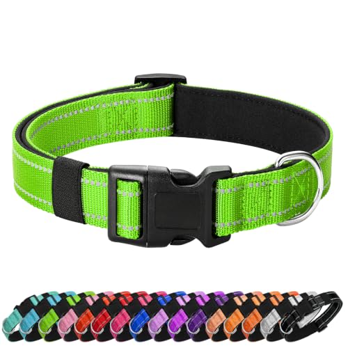 Image of Reflective Dog Collar, Adjustable Nylon for Large Dogs,Green