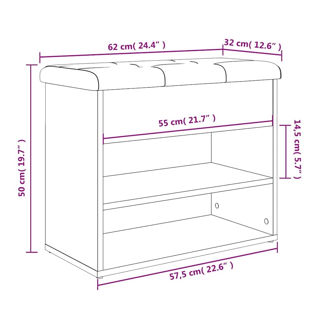 vidaXL Banco Zapatero, Asiento con Almacenaje, Mueble para Zapatos Juguetes Calzado, Banco para Salón Pasillo, Madera de Ingeniería Roble Sonoma