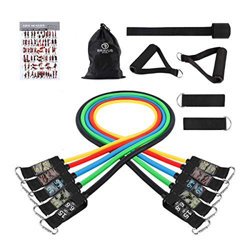 Kit Elástico Extensor Premium 11 Peças Tubing Bravus Sport