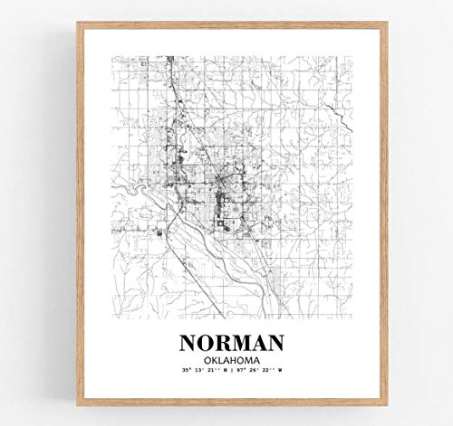 Eleville 8X10 Unframed Norman Oklahoma City View Abstract Road Modern Map Art Print Poster Wall Office Home Decor Minimalist Line Art Hometown Housewarming wgn427
