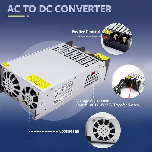 Image of New Upgraded DIY SMPS 110V AC to DC 12V 125A 1500W Power Supply,12V DC Power Supply,110V to 12V Converter Voltage Transformer for Motor Pump CCTV 3D Printer Air Compressor Led (12V-125A-1500W, 12V)