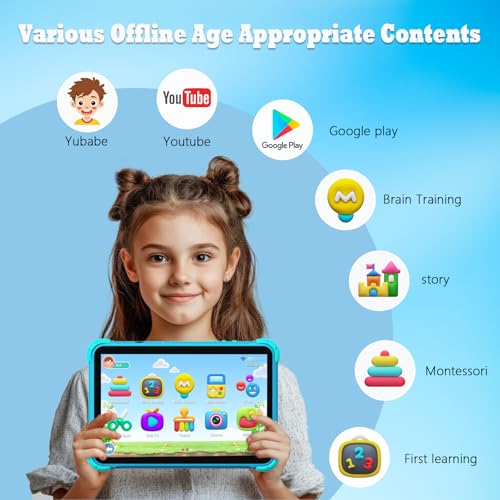 Image of Kids Tablet 10 inch Tablet for kids, Android Toddler tablets with case, Kids Tablets with Parental Controls, Wifi, Dual Camera, Tabletas Support Netflix YouTube for Toddlers Girls Boys (Blue1)