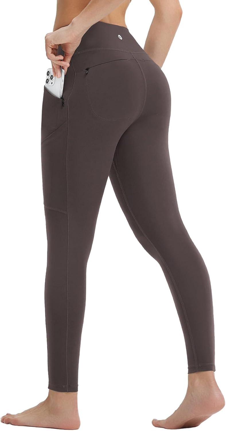 baleaf Women's Leggings with 6 Pockets 25'' High Waisted Workout Yoga Tummy Control 7/8 Ankle Pants - Image 2