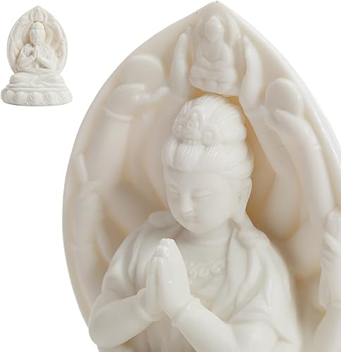 Estatua de Guan Yin de cerámica superior – Hecho a mano Quan Yin, Kwan Yin, Quan Am, Kuan Yin para altar de meditación, estatua de Buda femenina,
