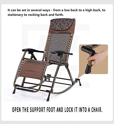 Cadeira de balanço dobrável para pátio adulto com almofada de bambu, reclinável resistente para cade