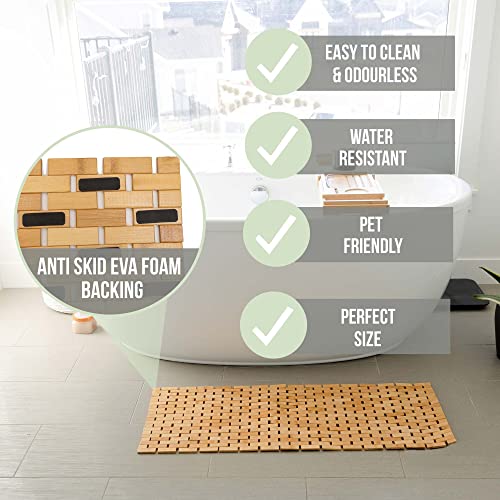 Bamboosio Bamboo Bath Mat. Beautiful Wood 42 X 16 Inch Lattice Bathroom Decor, Kitchen Mat, Floor Mats For Bedroom Or Boho Rug And Bamboo Shower Mat, Outdoor Rug And Bamboo Rug For Patio. #TOP30