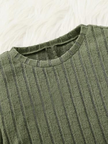 Milumia Girl's Ribbed Knit Ruched Long Sleeve T-Shirts Knot Crew Neck Tee Shirt Tops4