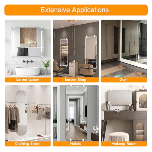 Image of Frameless Mirror Mounting Hardware Kit Zinc Alloy Mirror Holder Clips Round Shape Dual-Screw Fixing Mirror Glass Hanging Bracket with Screws and Anchors Fit for 3-5mm Thickness (Black, Set of 8)