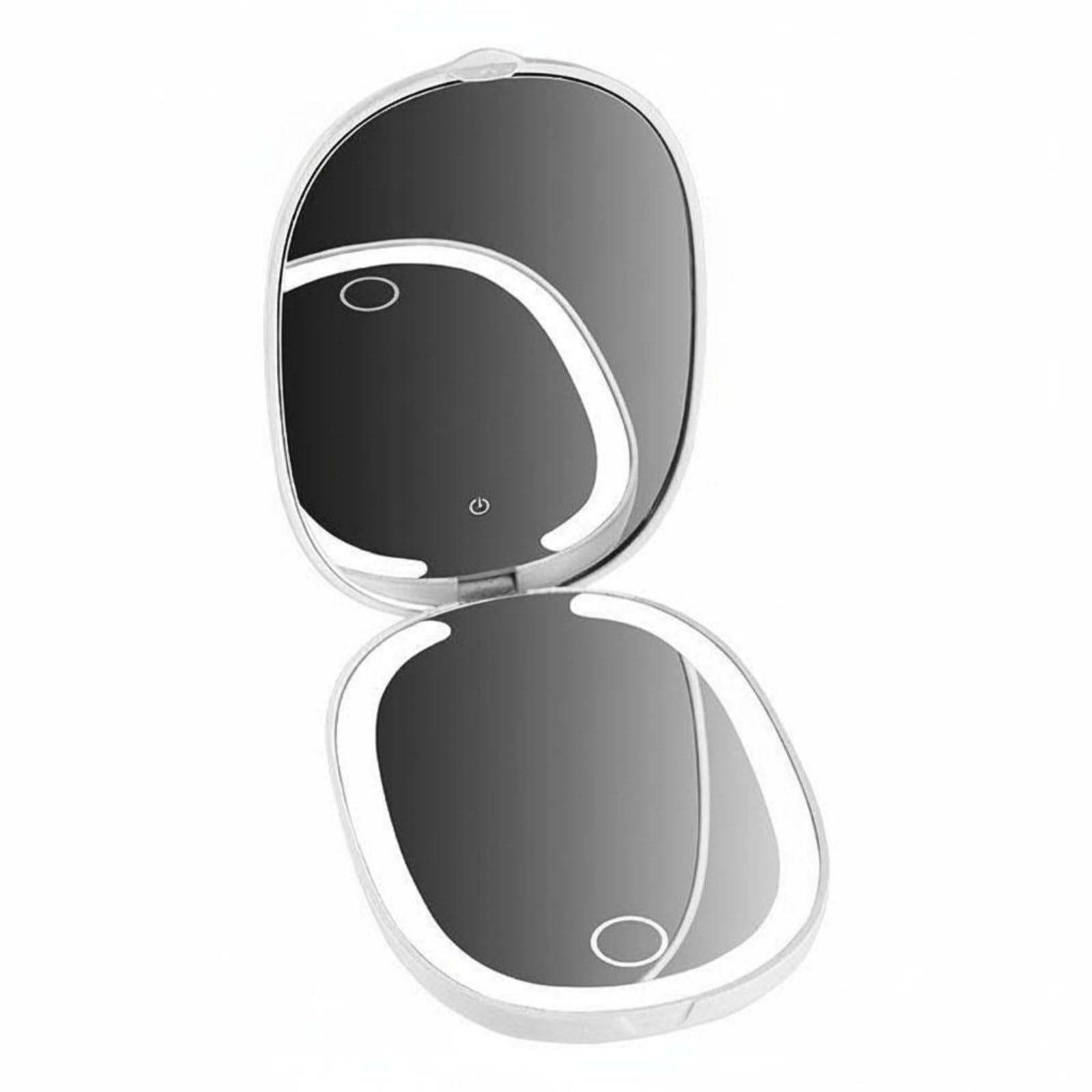 LED Pocket Mirror Portable USB Rechargeable Makeup Mirror Foldable for Women, Oval with Light-image-17