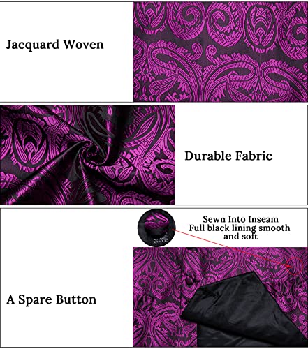 Image of DiBanGu Mens Paisley Suit Waistcoat,Silk Dress Vest and Bowtie Pocket Square Cufflinks with Lapel Pin Set for Wedding Tuxedo