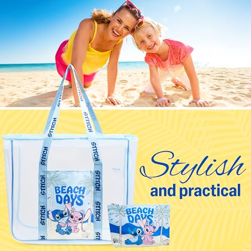 Get Trend Disney Stitch Bolso de Playa Mujer Adolescente Bolsa de Verano con Neceser Pequeño Viajes Accesorios para Mujer (Stitch Angel Azul) - imagen 4