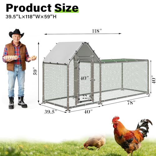 Image of LEMBERI Small Metal Chicken Coop, Walk-in Chicken Run,Galvanized Wire Poultry Chicken Hen Pen Cage, Rabbits Duck Cages with Waterproof and Anti-Ultraviolet Cover for Outside,Backyard and Farm