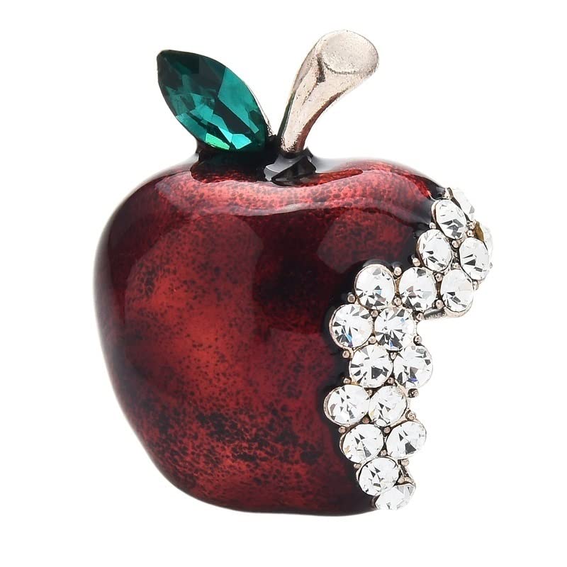 Broche pomme strass émail pour raviver un vêtement trop terne