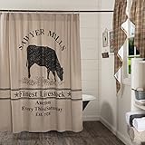 VHC Brands Sawyer Mill Charcoal Cow Shower Curtain 72x72