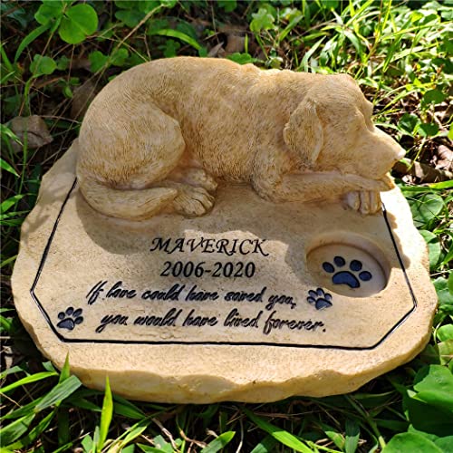 Somiss Dog Memorial Stones Garden Stones,Personalized Dog Grave Markers Headstones With A Sleeping Puppy On The Top, Dog Sympathy Stones Remembrance Gifts For Outdoor Patio Or Lawn, 8"×7"×3.5" #TOP3