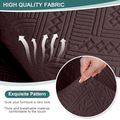 Image of Ruaozz Recliner Sofa Covers Recliner Chair Covers Recliner Covers for Reclining Chair with Pockets Washable Furniture Protector with Elastic Bottom (1 Seater, Dark Coffee)
