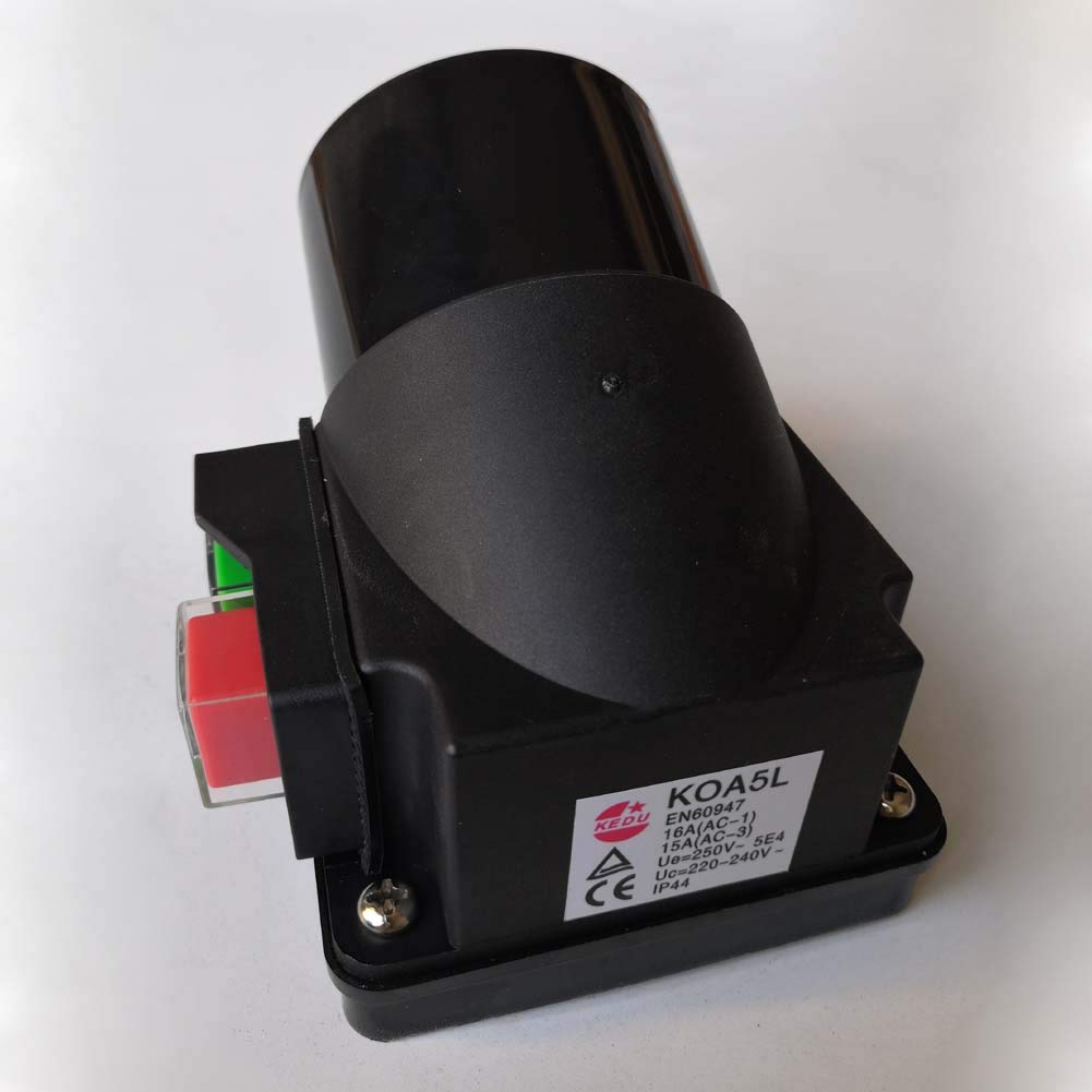 KEDU KOA5L - Interruttore a pulsante con spina europea industriale, interruttori elettromagnetici con mancanza di corrente e protezione da sovratensione 2P+E 16A 250V CE TUV IP44
