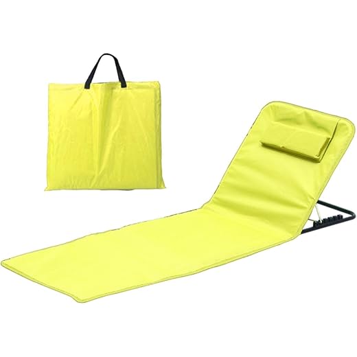 Reclining Beach Mat Adjustable Backrest Portable Yellow