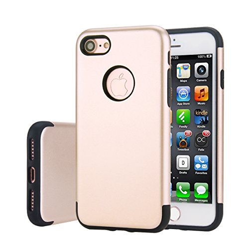 iPhone 7 Case, Moonmini Shockproof Slim Fit Dual Layer Armor Protective Shock Absorbing Hybrid Defender Cover for iPhone 7 Gold