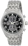Seiko SSC207 Solar Silver Stainless Steel Black Dial Men's Chronograph Watch