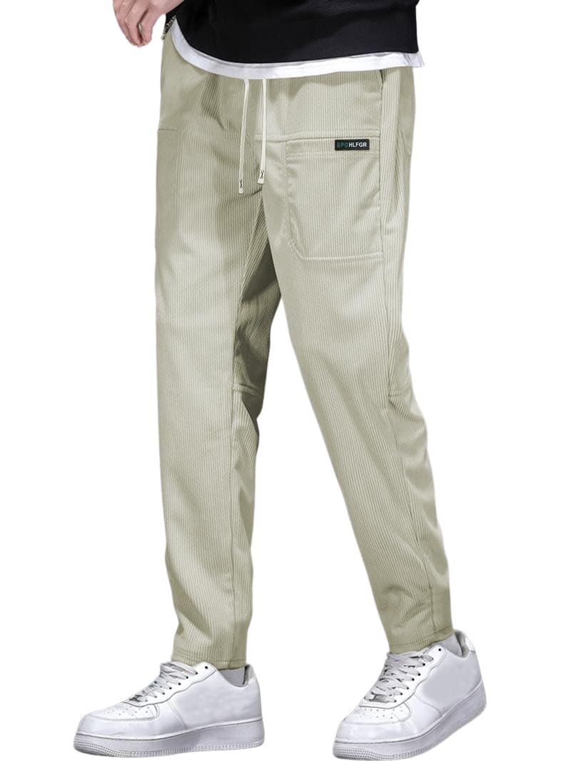 TAGDO Men's Solid Corduroy Track Pants with Pockets (2041)