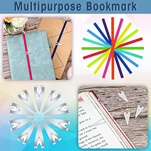 20 Pcs Elastic Bookmarks Stainless Steel Book Darts Fabric Multicolor Book Marks Dart Shape Line Book Markers For Women Men Book Lovers (Bright Colors) (Bright Colors) #TOP2