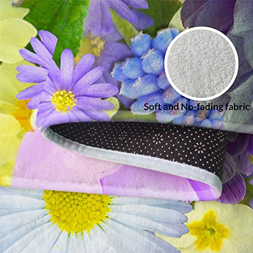 Ormis Watercolor Floral Area Rug Ultra Soft Faux Wool Throw Rugs Non-Slip Area Rugs Floor Carpet Cover For Living Room Bedrooms Decor 4' X 6' #TOP2