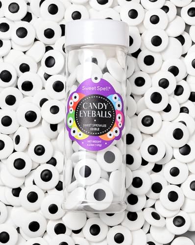 Sweet Spell Candy Eyeballs - Edible Candy Eyes Sprinkles for Decorating Halloween Cookies Cakes Cupcakes and Baking (120g/4.2oz 17 mm)