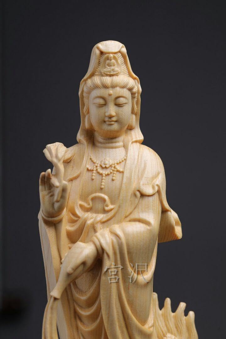 Amazon｜御竜観音 木彫仏像 供養品 観音菩薩 仏教美術 精密細工 祈る 