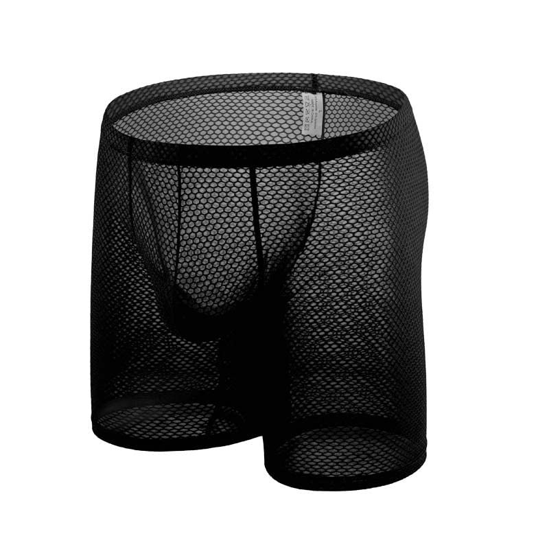 Fishnet Boxer Briefs for Men Long Leg Breathable Underwear Mens Mesh Big Pouch Trunks Sexy Boxers Underwear3