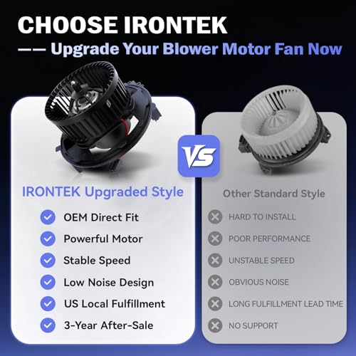 Image of IRONTEK HVAC Heater Blower Motor Fan 700341 Fit for Audi 2015-2020 A3 / 2015-2020 A3 Quattro / 2016-18 A3 Sportback e-tron, for Volkswagen 2015-20 e-Golf / 2015-21 Golf / 2017-2019 Golf Alltrack