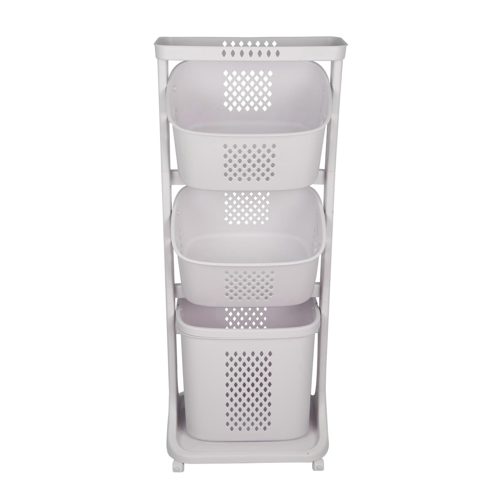 Cesto portabiancheria, Carrello portaoggetti da cucina, Cestino per biancheria con 3 cestini rimovibili, con ruote, moderno, speciale per bagno e lavanderia, per giocattoli, 44 x 33 x 110 cm (1 pezzo