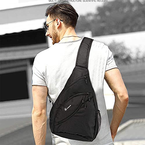 SUNSEATON Sling Bag, Sling Rucksack Wasserdicht, Gym Crossbody Bag, Schulterrucksack für Outdoor Wandern Camping (Schwarz)