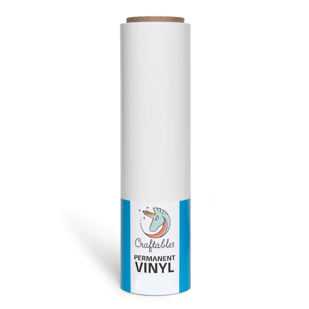Craftables Transparent Vinyl Roll - Permanent, Adhesive, Glossy & Waterproof | 12" x 25' |for Crafts, Cricut, Silhouette, Expressions, Cameo, Decal, Signs, Stickers
