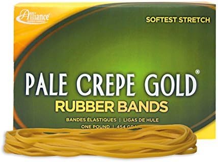 Pack of 2 Alliance Rubber 21405 Pale Crepe Gold Rubber Bands Size #117B, 1 lb Box Contains Approx. 300 Bands (7" x 1/8", Golden Crepe)