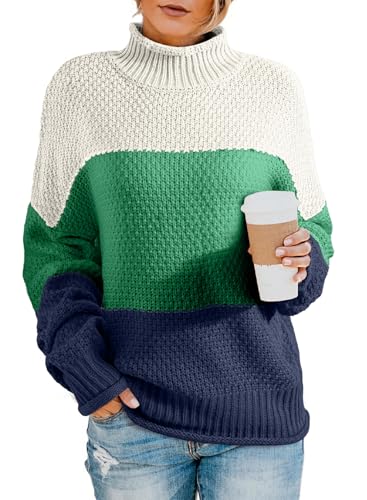 Image of Dokotoo Womens 2026 Winter Fall Solid Turtleneck High Neck Balloon Long Sleeve Sweaters Pullover Outerwear