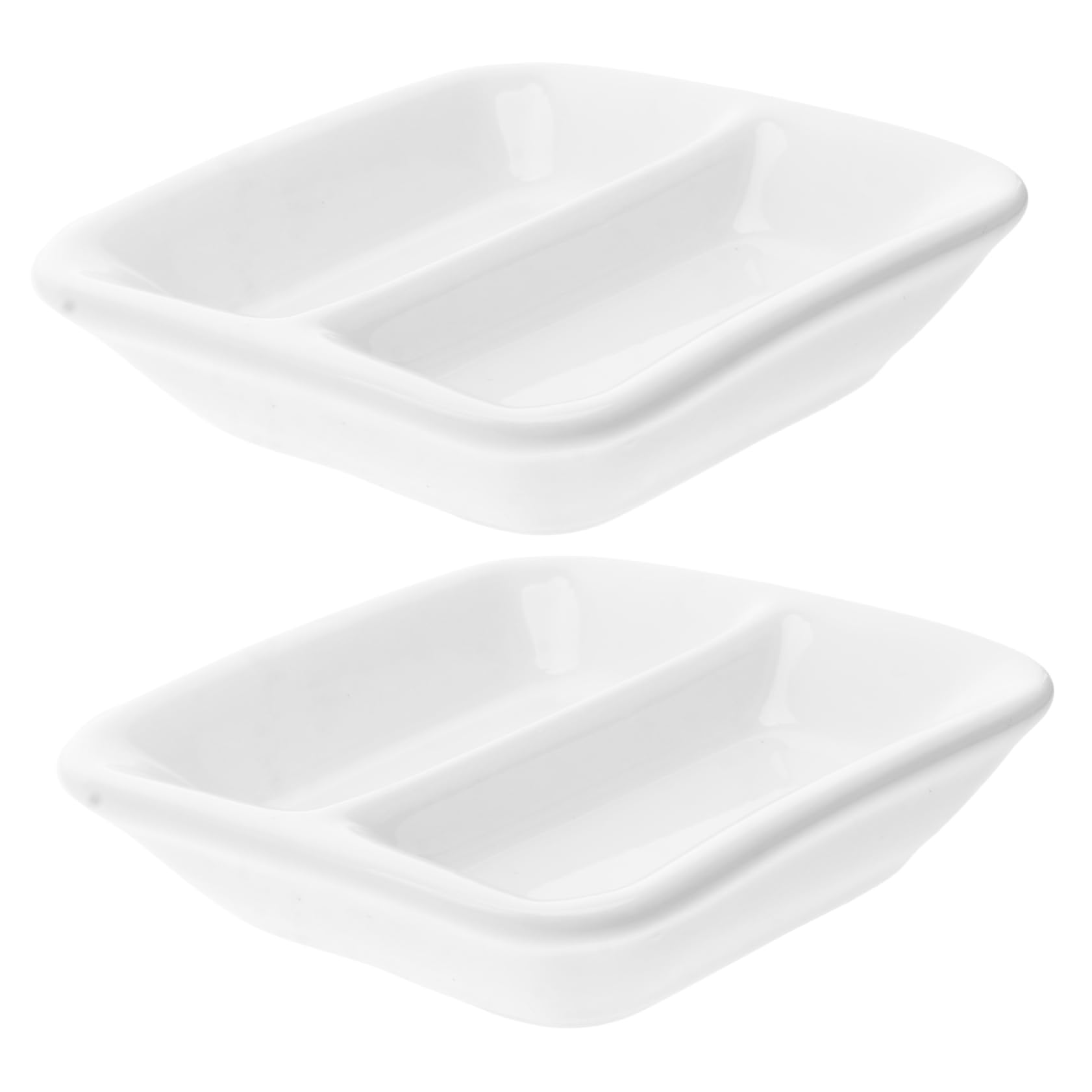 Cabilock 2 Pcs Snack Dish Seasoning Dish Candy Dish Soy Dipping Sauce Dishes-set Appetizer Plates Platters Serving Tray Soy Sauce Tray Divided Serving Dish Shaped Spice Mini White re-usable